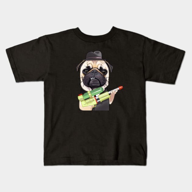 Angry Pug Water Gun Kids T-Shirt by Toss4Pon